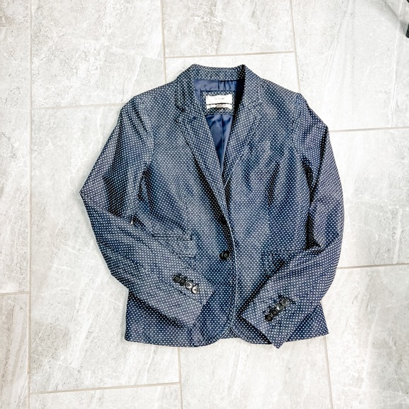 J. Crew Navy Polka Dot Schoolboy Blazer Jacket Size 00 - Picture 5 of 10